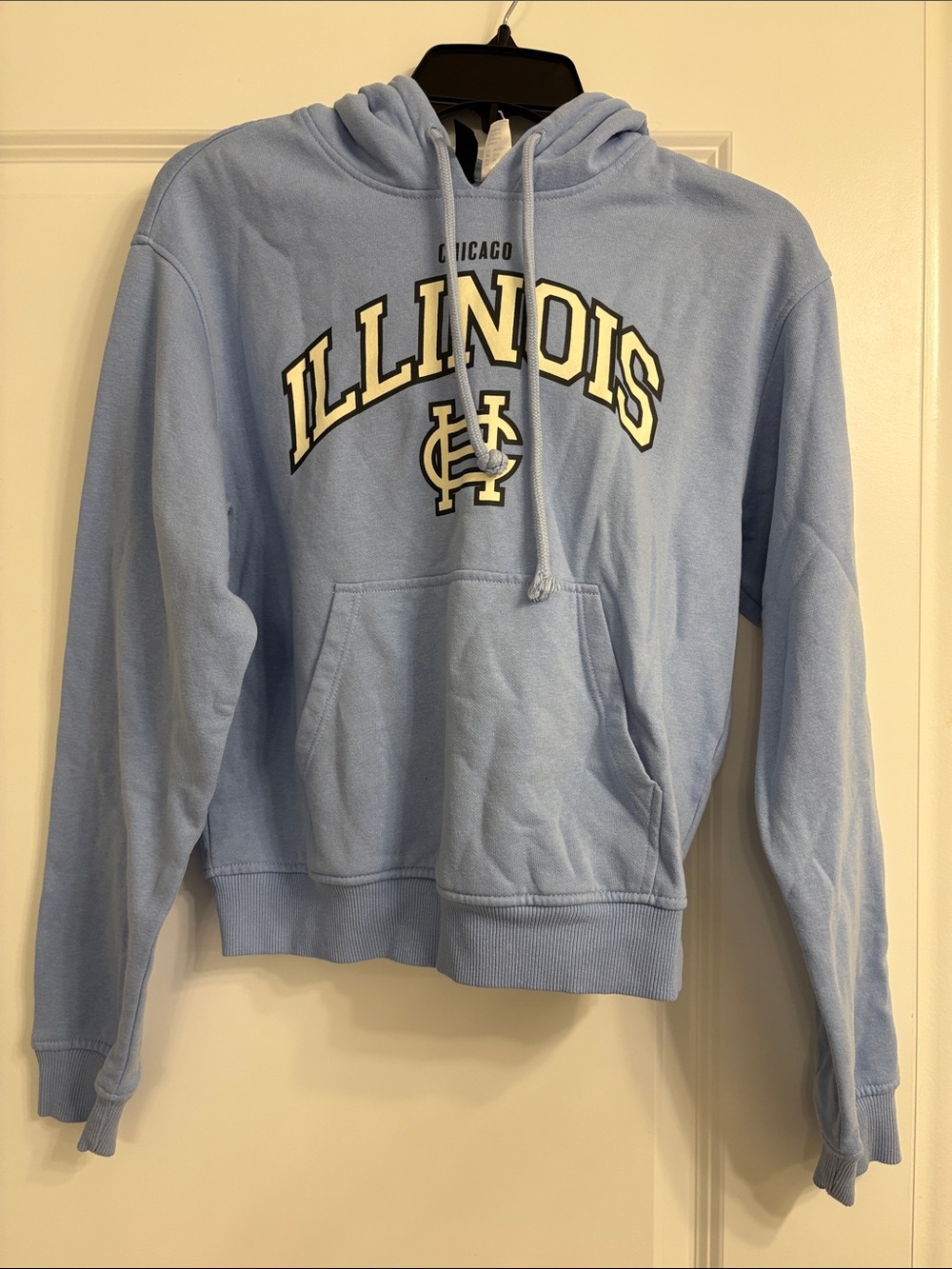 H&M Light Blue Illinois Hoodie with Yellow & Black Lettering
